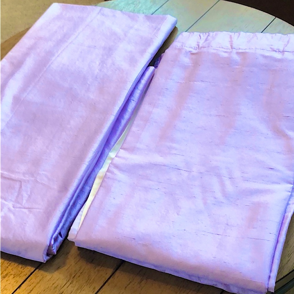 Pair of 2 Pottery Barn Kids Dupioni Silk Curtain Panels Lavender Girls 84” Long